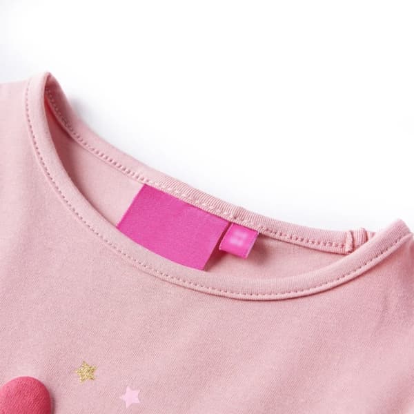 vidaXL T-shirt med långa ärmar för barn ljusrosa 116