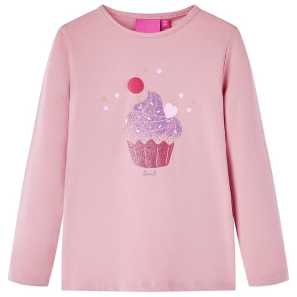 vidaXL T-shirt med långa ärmar för barn ljusrosa 116