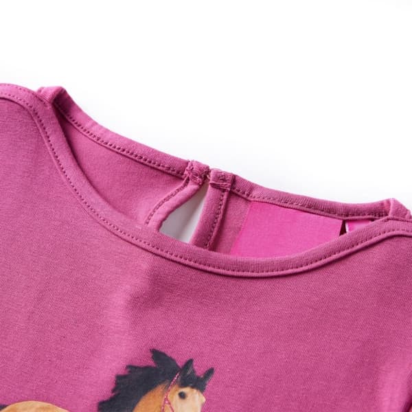 vidaXL T-shirt med långa ärmar för barn hallonrosa 104