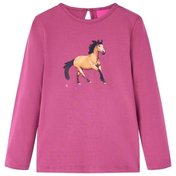 vidaXL T-shirt med långa ärmar för barn hallonrosa 104