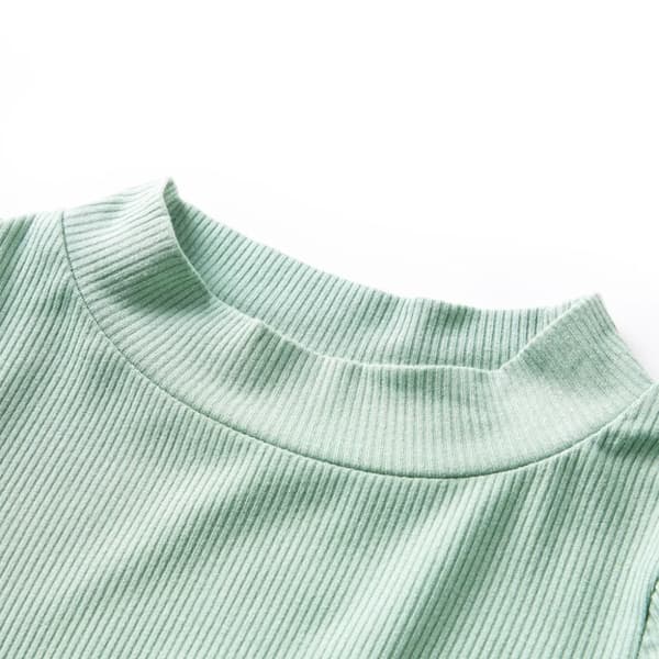 vidaXL T-shirt med långa ärmar för barn polokrage mörk mintgrön 92