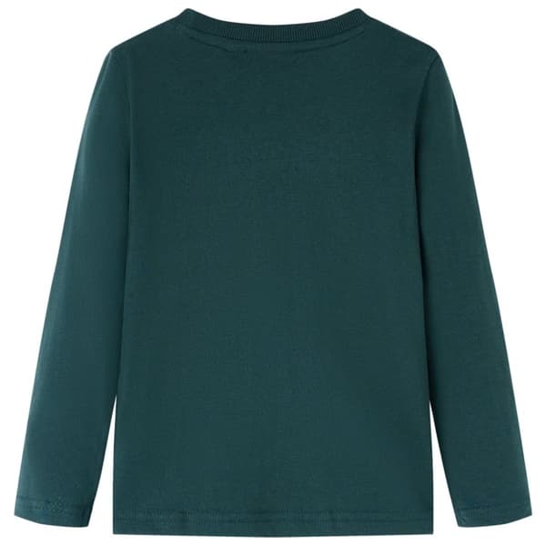 vidaXL Langærmet T-shirt til børn str. 116 mørkegrøn