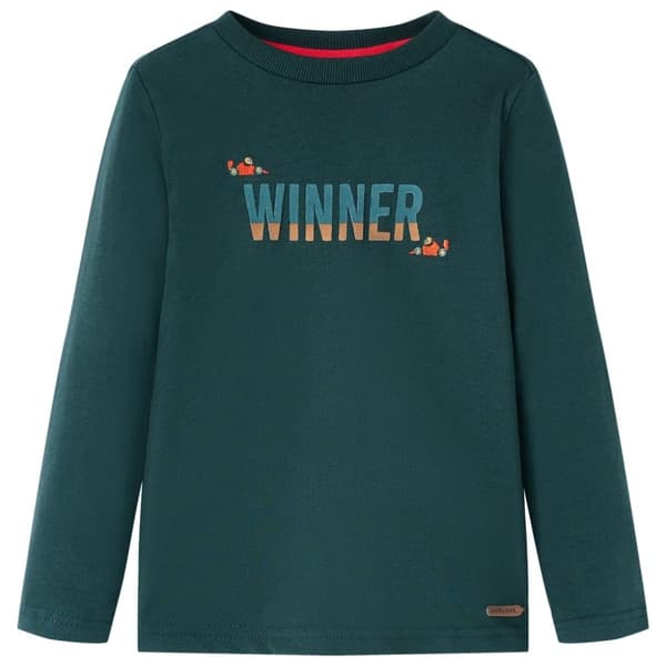 vidaXL Langærmet T-shirt til børn str. 116 mørkegrøn