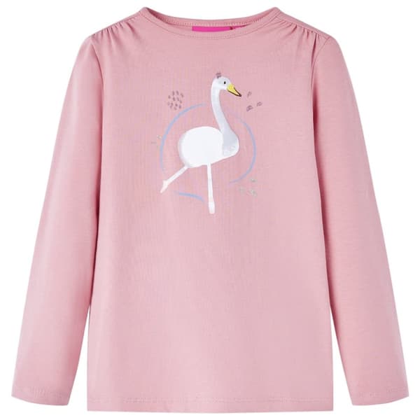 vidaXL T-shirt med långa ärmar för barn ljusrosa 140