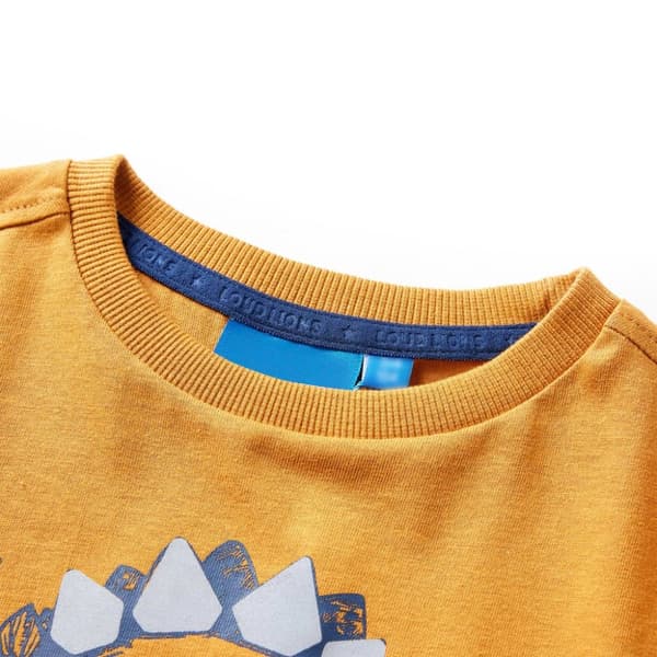 vidaXL T-shirt med långa ärmar för barn mörk ockra 116