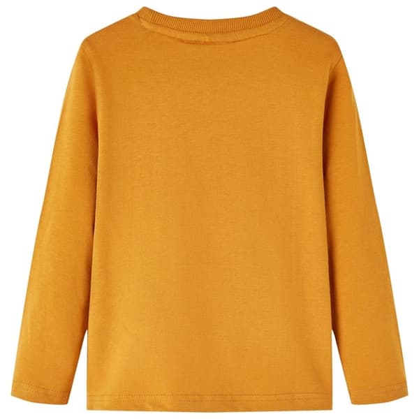 vidaXL T-shirt med långa ärmar för barn mörk ockra 116