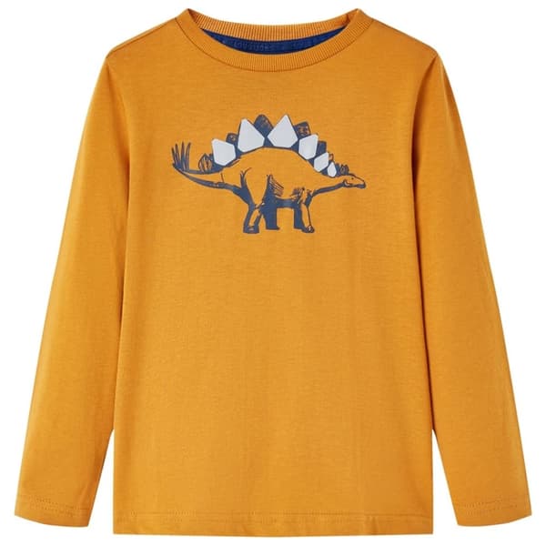 vidaXL T-shirt med långa ärmar för barn mörk ockra 116