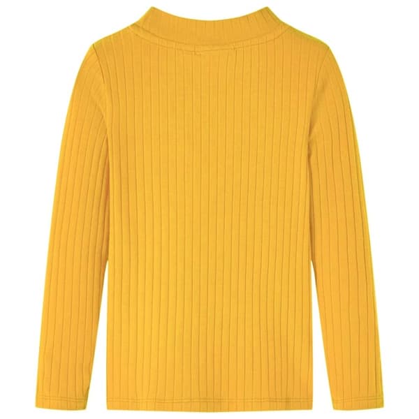 vidaXL T-shirt med långa ärmar för barn ribbstickad mörk ockra 140