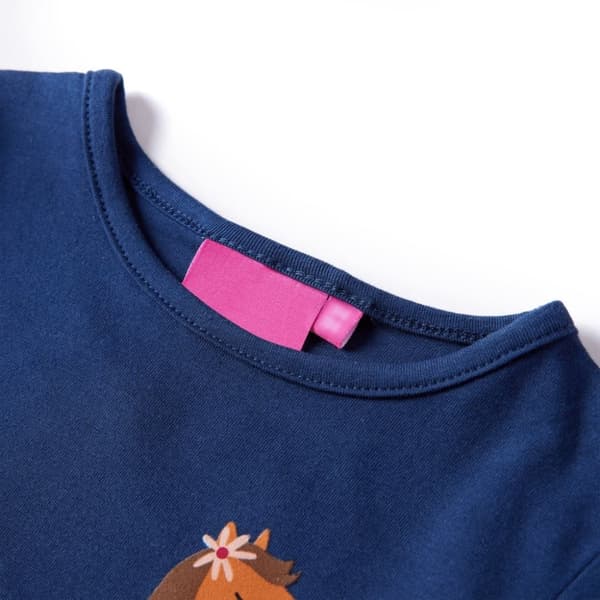 vidaXL T-shirt med långa ärmar för barn marinblå 140