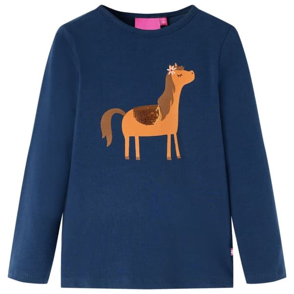 vidaXL T-shirt med långa ärmar för barn marinblå 140