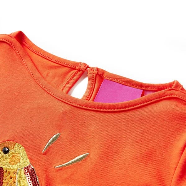 vidaXL T-shirt med långa ärmar för barn mörk orange 104