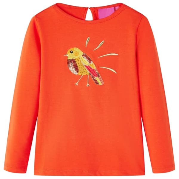 vidaXL T-shirt med långa ärmar för barn mörk orange 104