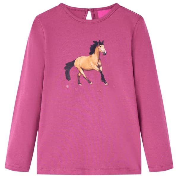 vidaXL T-shirt med långa ärmar för barn hallonrosa 116