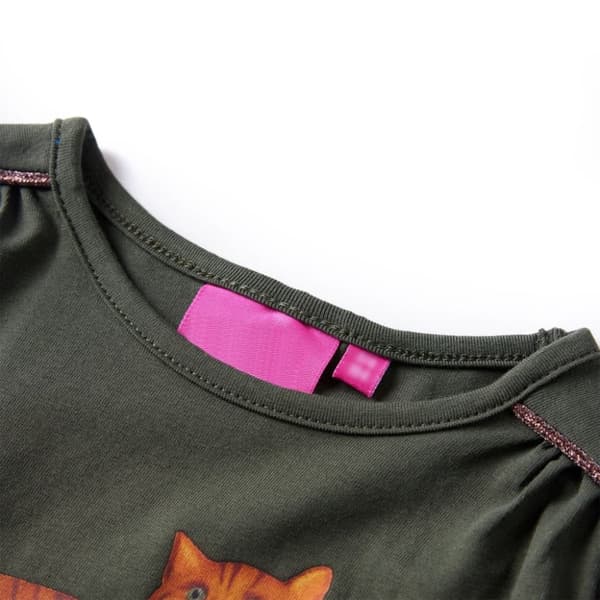 vidaXL T-shirt med långa ärmar för barn khaki 116