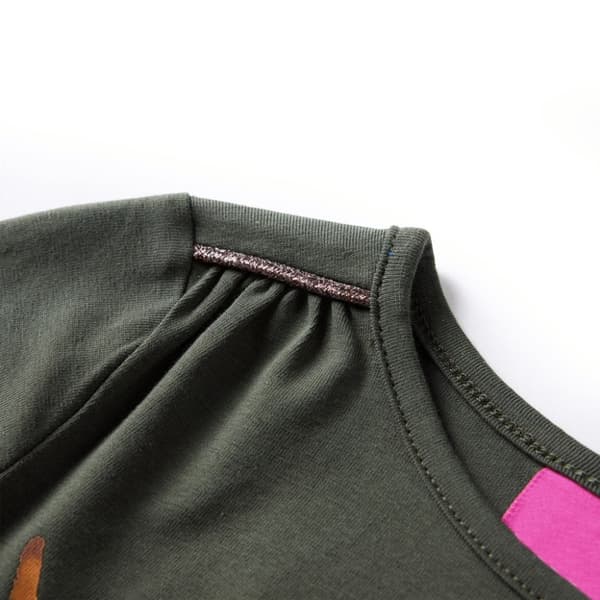 vidaXL T-shirt med långa ärmar för barn khaki 116