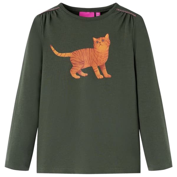 vidaXL T-shirt med långa ärmar för barn khaki 116