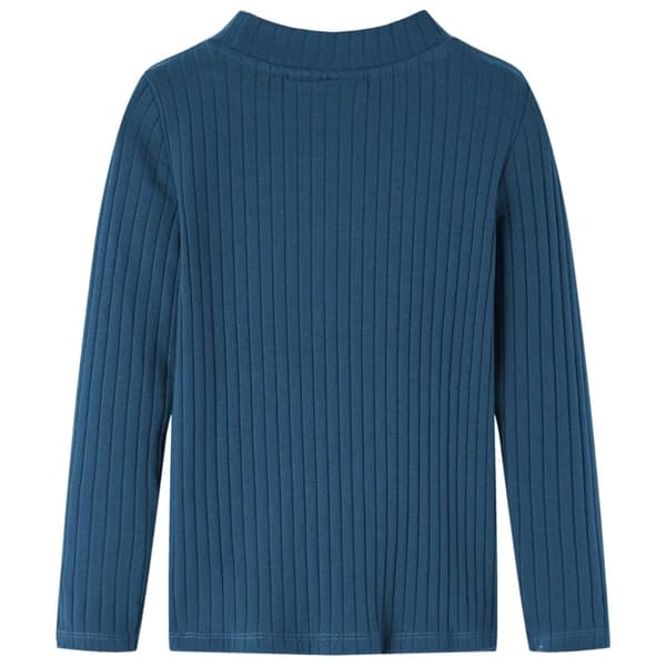vidaXL T-shirt med långa ärmar för barn ribbstickad marinblå 128