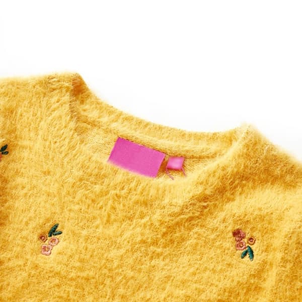 vidaXL Sweater til børn str. 140 strikket okkergul