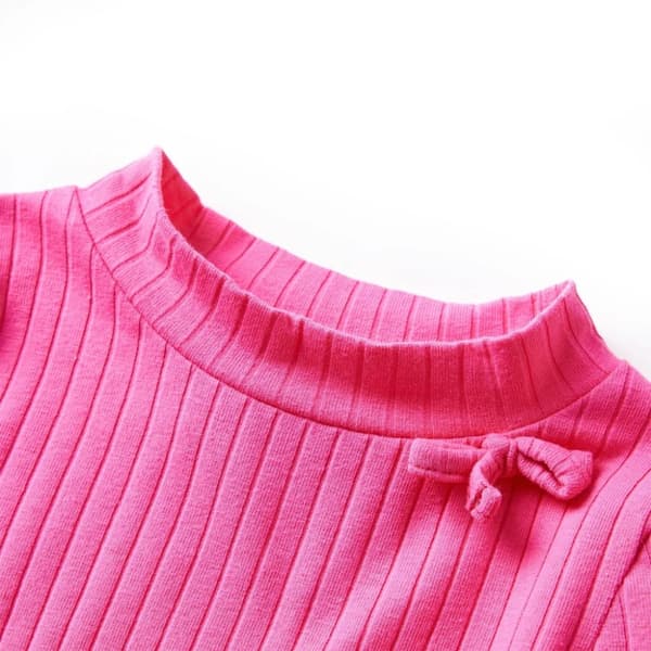 vidaXL Langærmet T-shirt til børn str. 104 ribstrikket lyserød