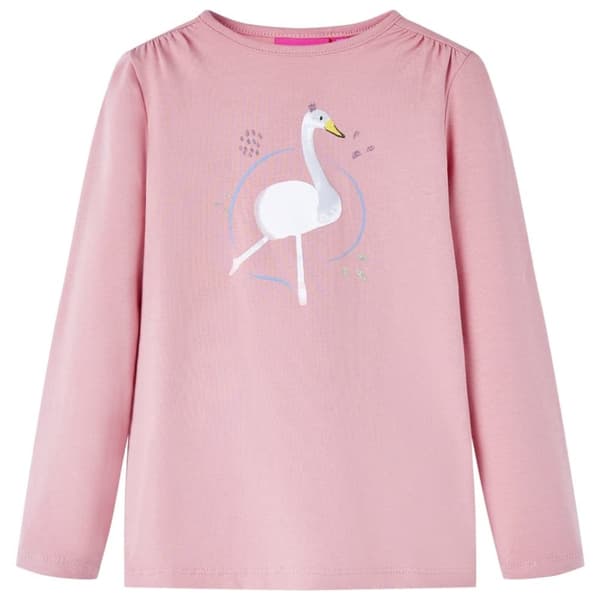 vidaXL Langærmet T-shirt til børn str. 92 lyserød