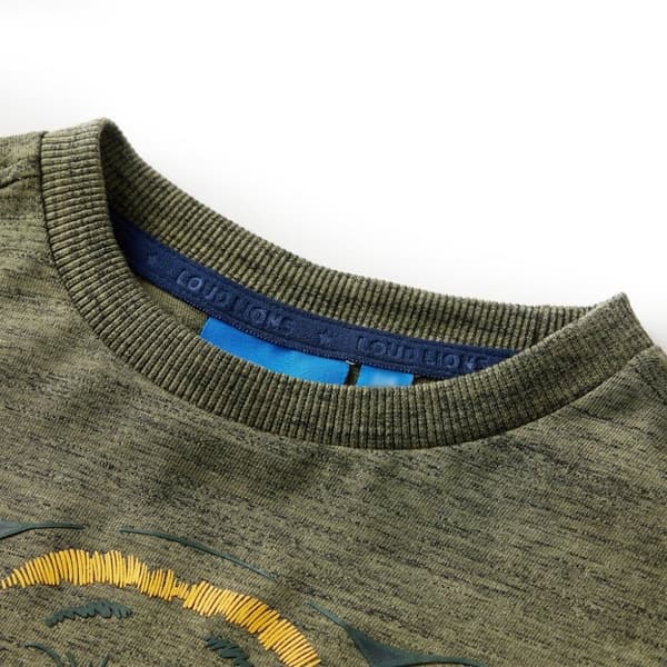 vidaXL Langærmet T-shirt til børn str. 128 kakimeleret