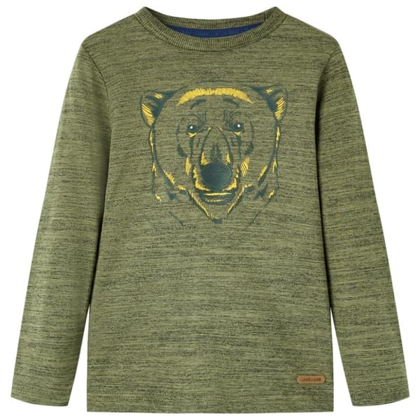 vidaXL Langærmet T-shirt til børn str. 128 kakimeleret