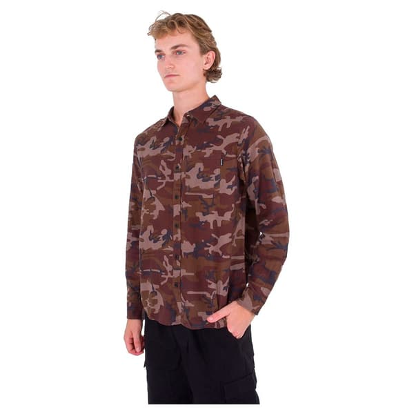 Hurley Lang ærmet Skjorte Portland Organic Brun M Mand