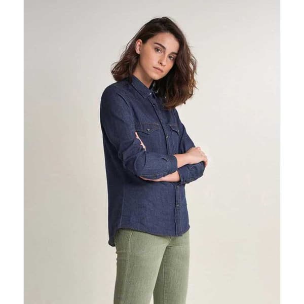 Salsa Jeans Fit Bomull Långärmad Skjorta Slim Blå S Kvinna