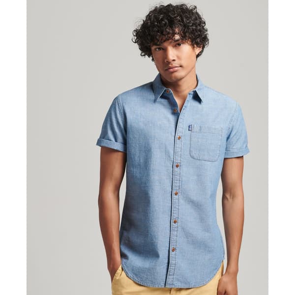 Superdry Kortærmet Skjorte Vintage Loom Blå S Mand
