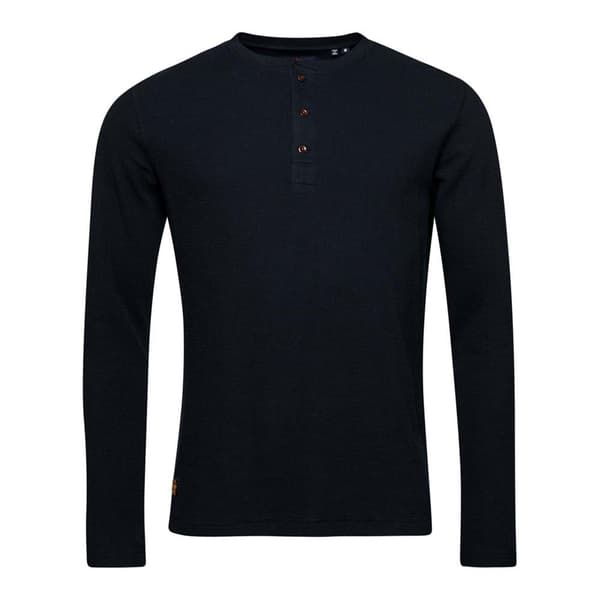 Superdry Pitkähihainen Pyöreä Kaula-aukkoinen T-paita Waffle Henley Sininen S Mies