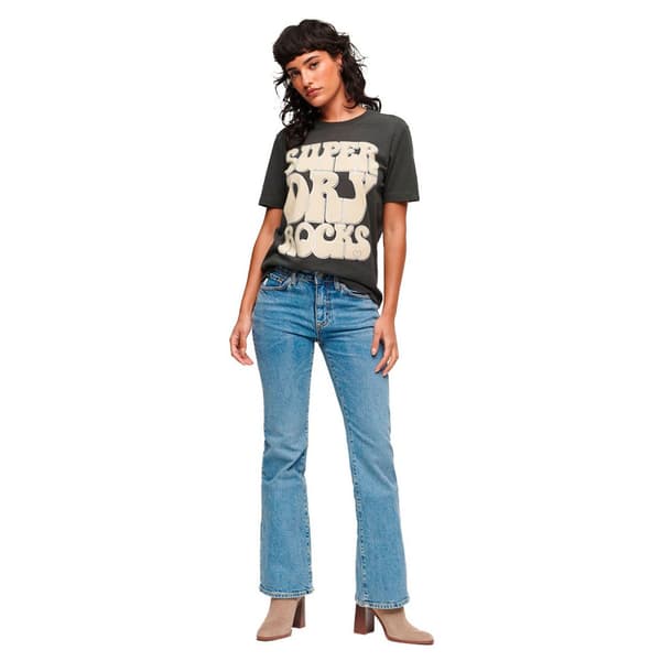 Superdry Kortärmad T-shirt Med Rund Hals 70´s Retro Rock Logo Svart M Kvinna