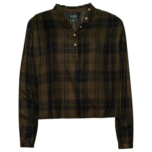 Superdry Langærmet Bluse Check Brun XS Kvinde