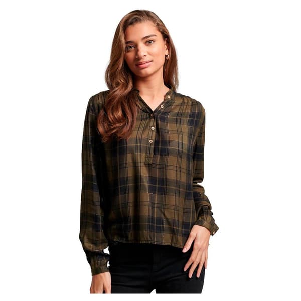 Superdry Långärmad Blus Check Brun XS Kvinna