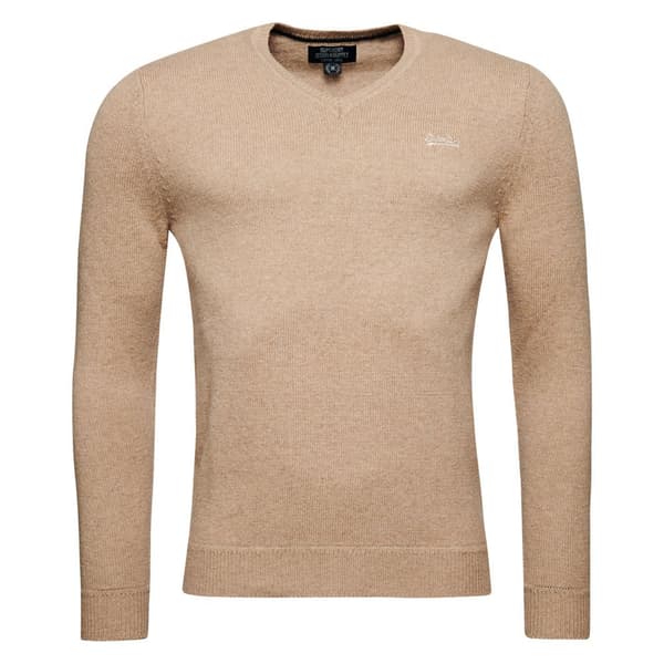Superdry Kortärmad T-shirt Med Rund Hals Essential Embroidered Knit Beige 2XL Man