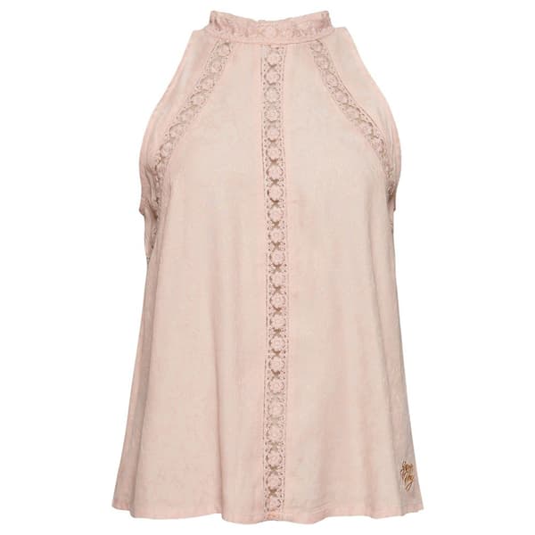 Superdry Ärmlös T-shirt Med Hög Hals Lace Rosa S Kvinna