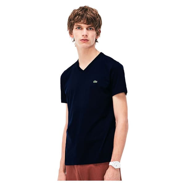 Lacoste Kortærmet T-shirt V-neck Pima Cotton Blå XS Mand