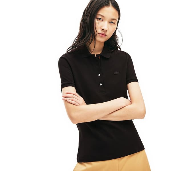 Lacoste Lyhythihainen Poolopaita Stretch Cotton Piqué Musta 40 Nainen