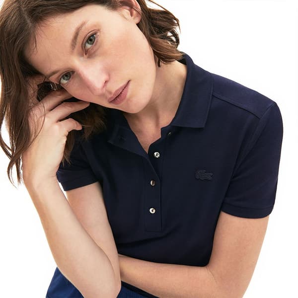 Lacoste Kortærmet Poloshirt Stretch Cotton Piqué Sort 38 Kvinde
