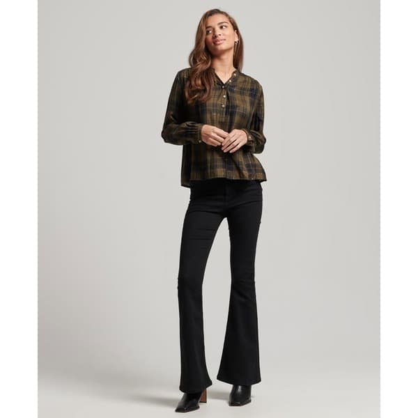 Superdry Långärmad Blus Check Brun S Kvinna