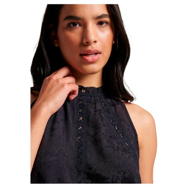 Superdry Ärmlös T-shirt Med Hög Hals Lace Svart S Kvinna