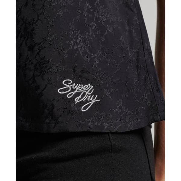 Superdry Ärmlös T-shirt Med Hög Hals Lace Svart S Kvinna