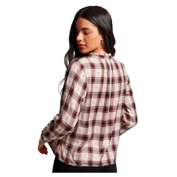 Superdry Långärmad Blus Check Brun XS Kvinna
