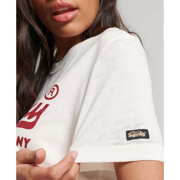Superdry Lyhythihainen Pyöreä Kaula-aukkoinen T-paita Embellished Vintage Logo Beige 2XS Nainen