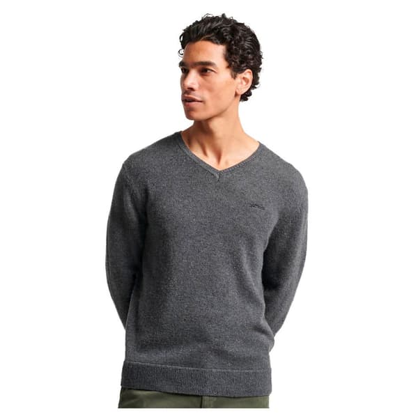 Superdry Kortärmad T-shirt Med Rund Hals Essential Embroidered Knit Grå S Man