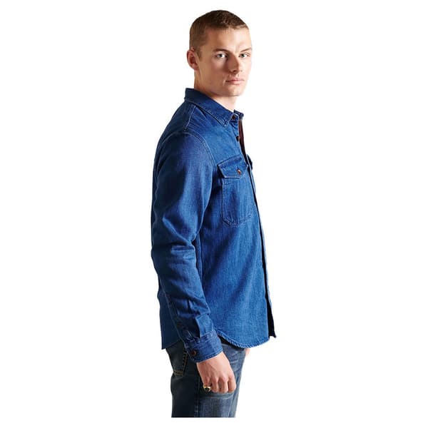 Superdry Skjorta Varsity Arch Mono Blå S Man