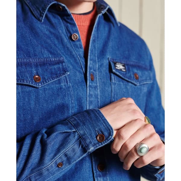 Superdry Skjorta Varsity Arch Mono Blå S Man