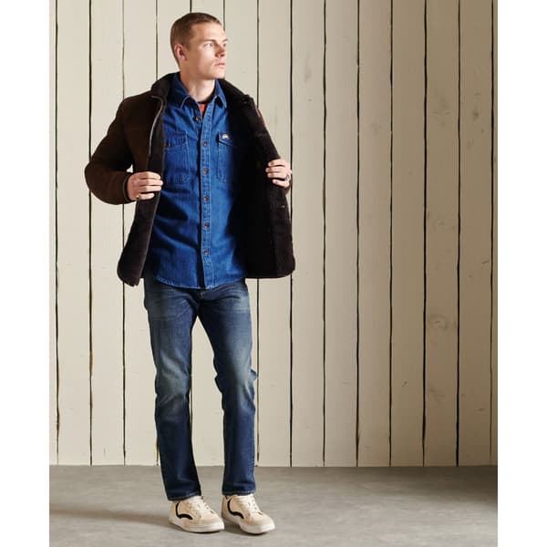 Superdry Skjorta Varsity Arch Mono Blå S Man