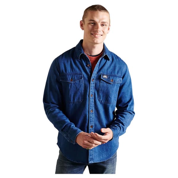 Superdry Skjorta Varsity Arch Mono Blå S Man