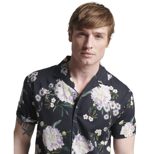 Superdry Kortärmad Tröja Studios Open Collar Svart M Man
