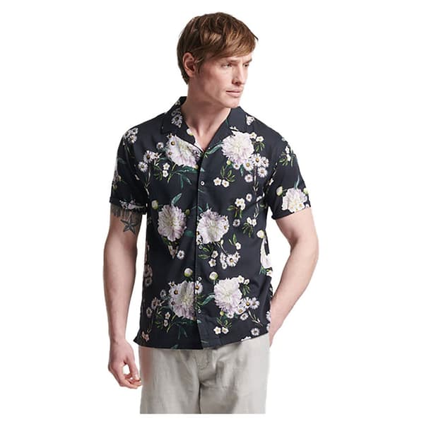 Superdry Kortärmad Tröja Studios Open Collar Svart M Man